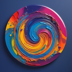 Vivid Circular Acrylic Swipe With Saturated Rainbow Colors  