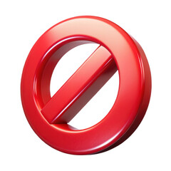 Red prohibition sign icon ban symbol forbidden not allowed restricted access no entry stop sign warning 3d