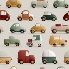 Colorful Collection of Vintage Cars on a Soft Background