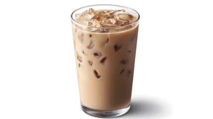 Refreshing Iced Coffee Beverage With Ice Cubes in Clear Glass