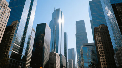 Fototapeta premium Dynamic Dualities: US Financial Hub, Day or Night