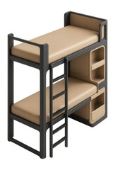 Crew quarters with narrow bunk beds and limited storage space