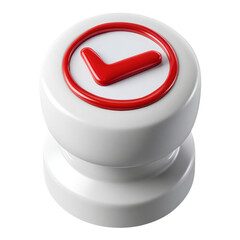 Positive red checkmark stamp symbol for approval and success. satisfying cutout object isolated on white background