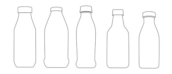 Tea Bottle Outline Set – Vector Line Icons