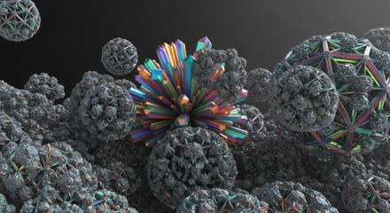 Abstract Fractal Structures with Central Crystal Growth