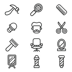 Barber linear icons set