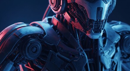 Advanced Robotic Humanoid Intelligence System with Metallic Details