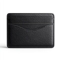Fototapeta premium Black leather card holder with card slots.