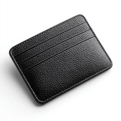 Close-up view of a black leather card holder.