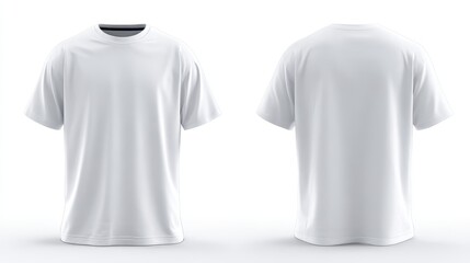 High quality photo of mockup of white oversize t-shirt with front and back view, design template for print.