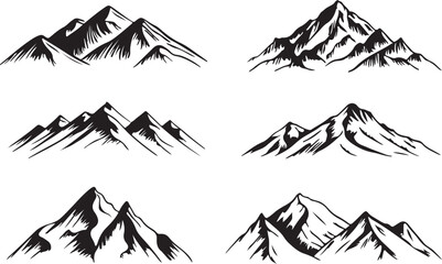 Fototapeta premium Dynamic Mountain Range Silhouettes Vector Set
