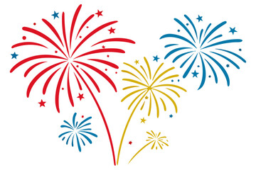 Fireworks in honor of birthday, holidays, anniversary, victory in competition. Сolorful festive fireworks. Design for cards and posters.