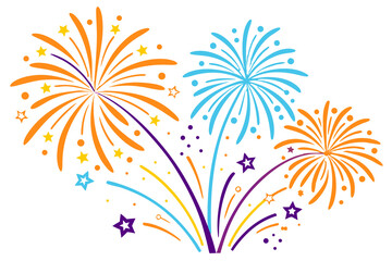 Explosion, splashes of fireworks, fireworks for design of greeting cards, certificates, diplomas, web design