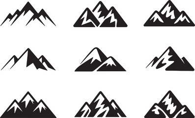 Mountain Range Silhouette Vector Icons  Nature Landscape Set