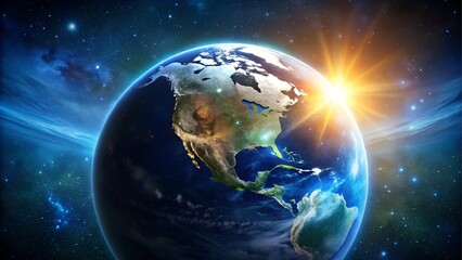 Fototapeta premium The earth glows in space