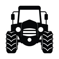 Tractor silhouette from front view on white background