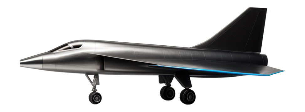 Supersonic strike aircraft with delta wings and a prominent nose cone