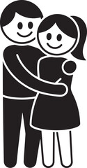 Happy Couple Hugging Silhouette Illustration of Man and Woman Embrace Love and Relationship Icon