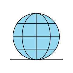 globe color line icon with white background vector stock illustration
