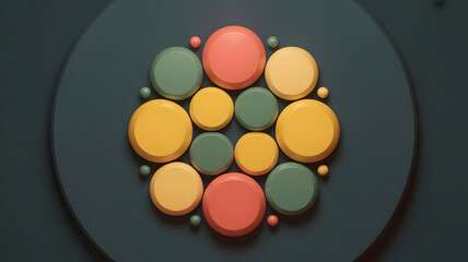 A cluster of colorful circles creates a modern abstract design