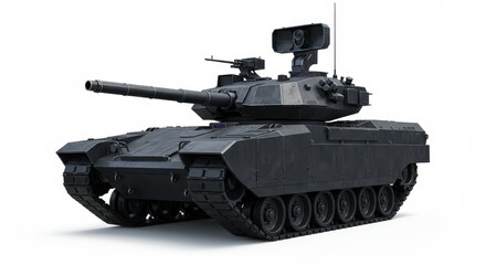 Modern Black Military Tank: Powerful Armored Vehicle