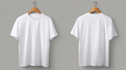 High quality photo of pNG Set Of Front And Back Oversized White Blank T-shirt Mockup Isolated On white background.