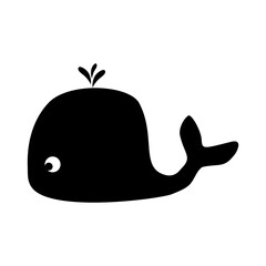 Whale silhouette  icon on white background.