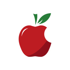 A bright and simplistic design of a red apple with green leaves, illustrating freshness and nutrition.