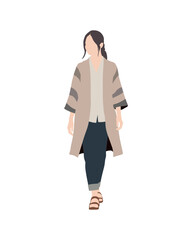 Flat vector people and illustration, woman with casual outfit