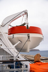 Vertical lifeboat on cruise ship