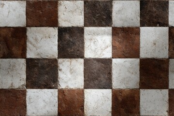 Fototapeta premium Checkered patterned tile floor.