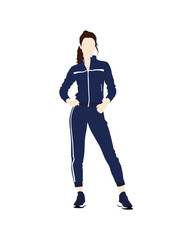 Flat vector people and illustration, woman with sport tracksuit outfit