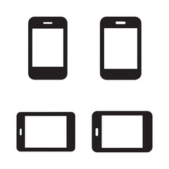 Modern Smartphone Mobile Device Icons. Mobile Icons Blank Screen Designs. Vertical and Horizontal Views. Digital Technology and Communication Concept Vector Set.eps