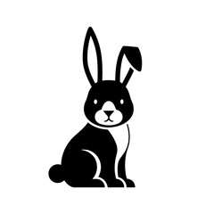Obraz premium Stylized Black and White Rabbit Illustration on Transparent Background