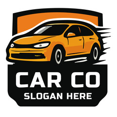 Obraz premium Dynamic Orange Car Logo Design with Black Outlines and White Highlights