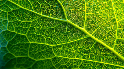 Obraz premium Intricate network of veins in a vibrant green leaf