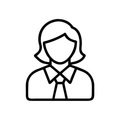 Woman avatar icon vector illustration of female professional with tie and collar outline