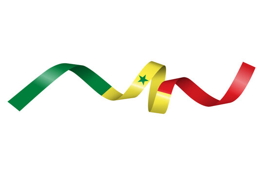 Set of flag ribbon with colors of Senegal for independence day celebration decoration - Powered by Adobe