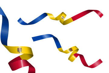Set of flag ribbon with colors of  Moldova for independence day celebration decoration