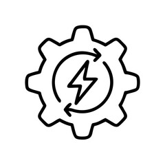 Renewable energy gear icon vector illustration for sustainable power and green technology