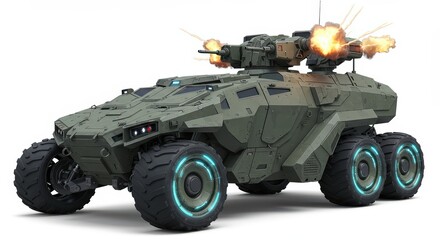 Futuristic Military Vehicle in Action