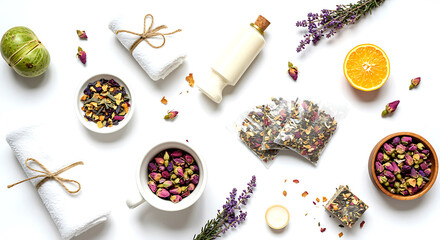 Dried flowers and herbs for tea lavender orange