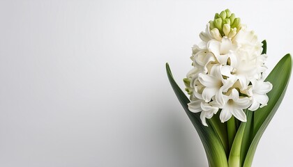 white hyacinth on white background symbolizing spring rebirth
