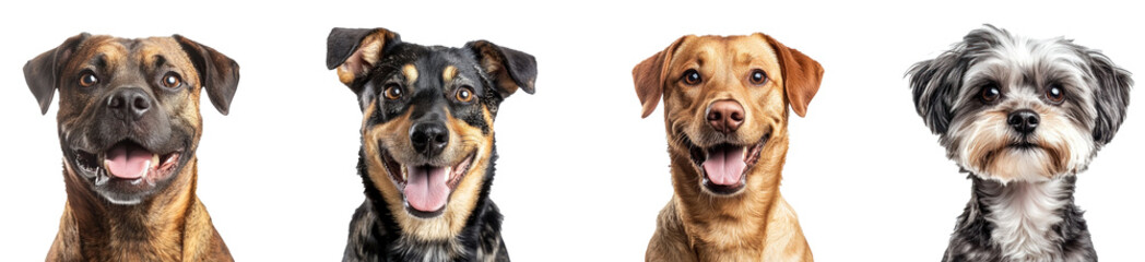 funny dog portrait isolated on transparent background