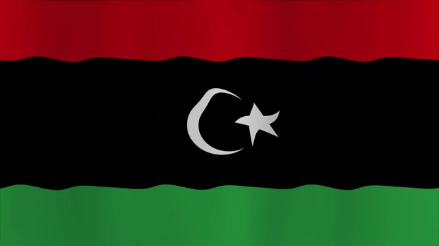 Libyan flag animation with waving North African flag animation of Libya. Suitable for presentations, websites, videos, and educational projects.
