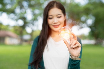 light bulb against nature, icons
