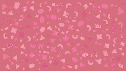 Pink image shows abstract shapes scattered randomly. Abstract vector background for presentation, banner, creative poster design.