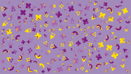 Purple background with yellow and purple shapes. Abstract vector background for presentation, banner, creative poster design.