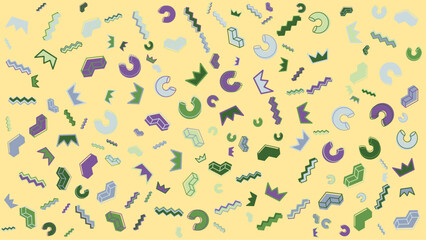 Pastel yellow background with colorful geometric shapes. Abstract vector background for presentation, banner, creative poster design.