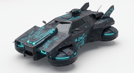 Futuristic Hovercar: Cyberpunk Style Armored Vehicle